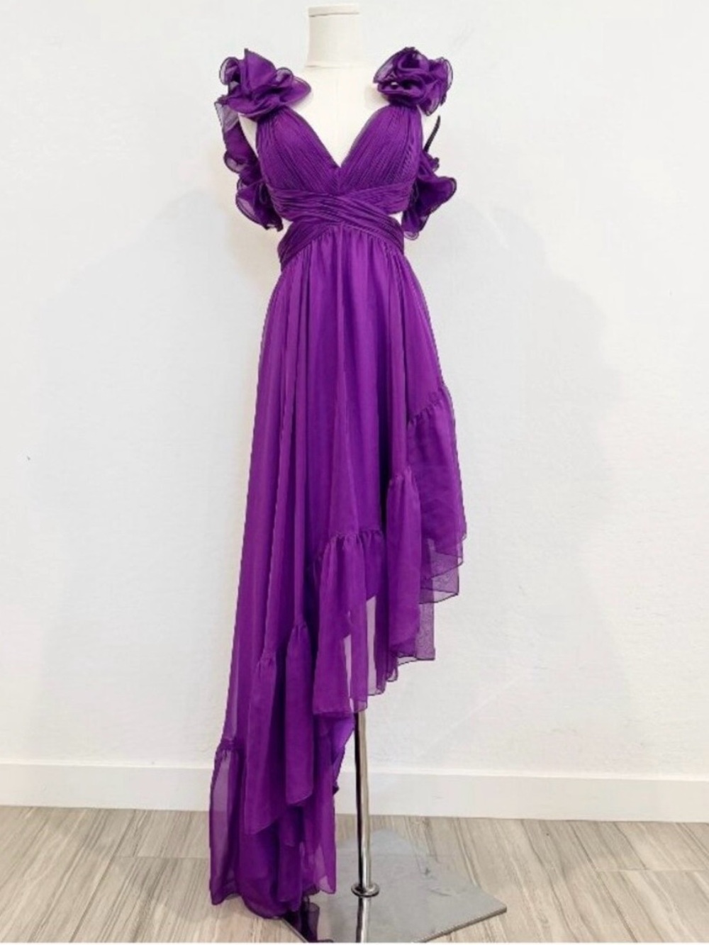 Mac Duggal 68641 Ruffle Tiered Dress 2 Wedding Guest Quiet Luxury Orchid Cutout